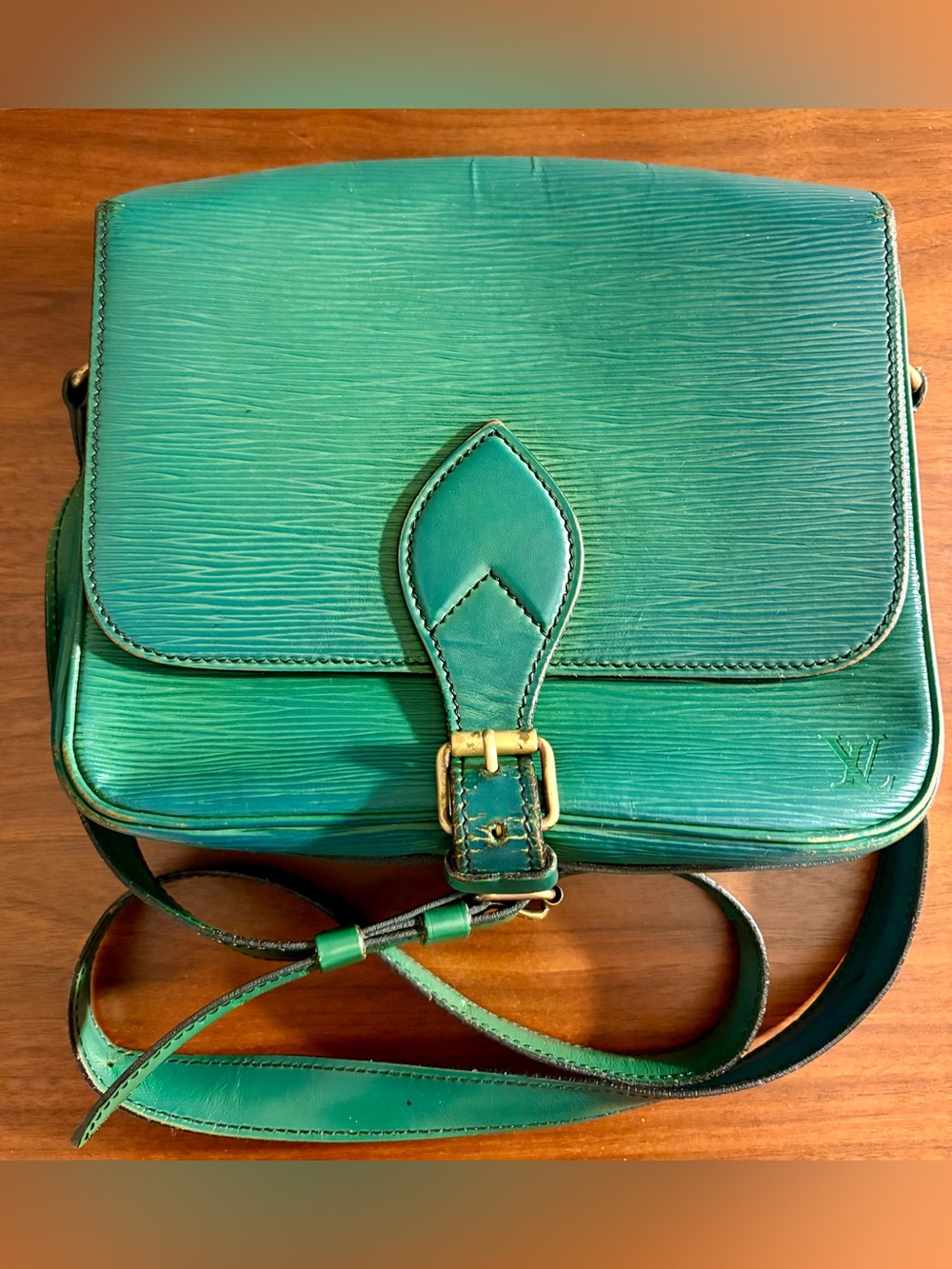 Auth Vintage Louis Vuitton Epi Leather Cartouchière MM Bag in Green - READ - Picture 2 of 16